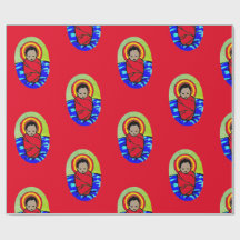 BABY JESUS AUF RED CHRISTMAS Wrapping Paper