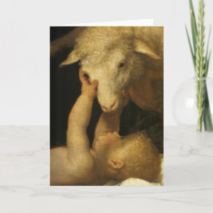 Baby Jesus berührt Lamm Karte