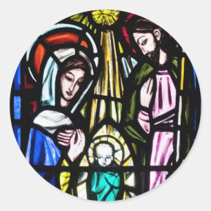 Baby-Jesus-Buntglas von St Michael Kirche Runder Aufkleber