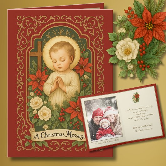 Baby Jesus Catholic Christmas Photo Feiertagskarte