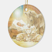 Baby-Jesus-Geburt Christi mit Lämmern und Esel Keramikornament (Links)