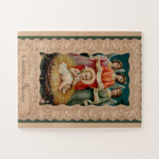Baby Jesus im Ärger mit Engeln Weihnachten Puzzle (Horizontal)