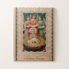 Baby Jesus im Ärger mit Engeln Weihnachten Puzzle