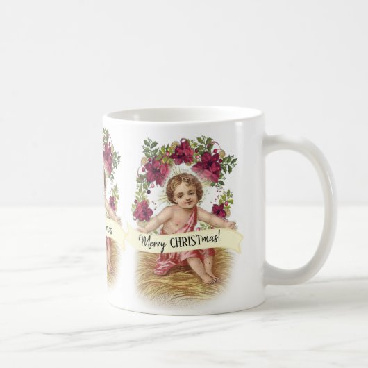Baby Jesus im Krippen-Blumenweihnachten Kaffeetasse (Rechts)