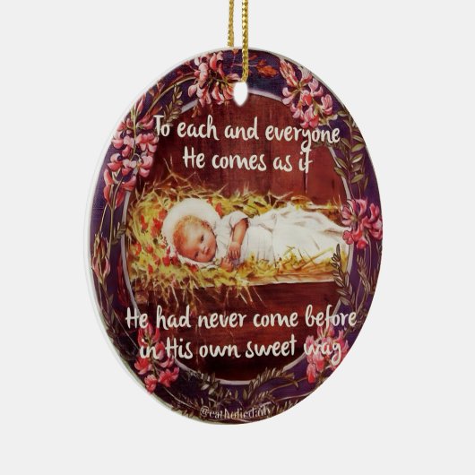 Baby Jesus im manger Round Ornament (Rechts)