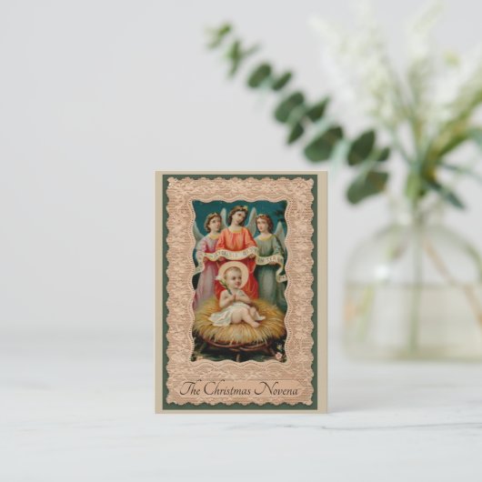 Baby Jesus in der Krippe mit Engeln Visitenkarte (Stehend Vorderseite)