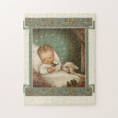 Baby Jesus in der Krippe mit Lamm u. Vogel Puzzle (Vertikal)