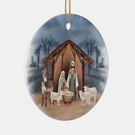 Baby Jesus in der Manger Nativity Keramik Ornament (Rechts)