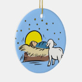 Baby Jesus in einer Krippe Keramikornament (Rechts)