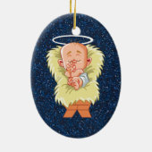 Baby Jesus in Gefahr Keramik Ornament (Hinten)