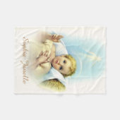 Baby Jesus in Krippen-glänzendem Stern-Halo Fleecedecke (Vorderseite (Horizontal))