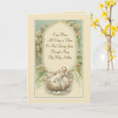 Baby Jesus katholisches Gebet Vintage Bläserin Karte (Gelbe Blume)