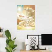 Baby Jesus Krippe mit Lämmern und Esel Poster (Heimbüro)