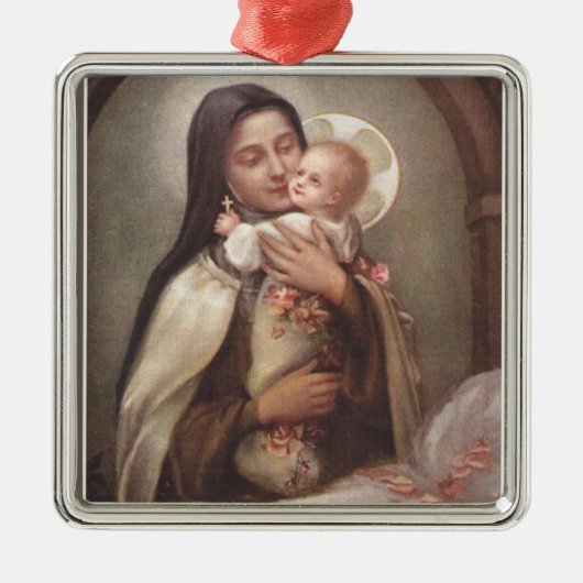 Baby-Jesus-Krippen-Rosen St. Therese Silbernes Ornament (Vorne)