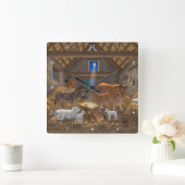 Baby Jesus Manager Heilige Nacht Weihnachtskrippe Quadratische Wanduhr (Zuhause)