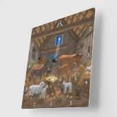 Baby Jesus Manager Heilige Nacht Weihnachtskrippe Quadratische Wanduhr (Winkel)