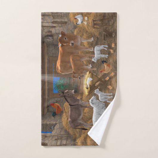 Baby Jesus Manger Heilige Nacht Weihnachtskrippe Badhandtuch Set (Handtuch)