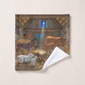 Baby Jesus Manger Heilige Nacht Weihnachtskrippe Badhandtuch Set (Waschlappen)