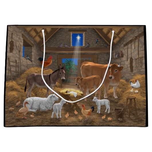 Baby Jesus Manger Heilige Nacht Weihnachtskrippe Große Geschenktüte (Vorderseite)