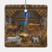 Baby Jesus Manger Heilige Nacht Weihnachtskrippe Keramikornament (Rückseite)