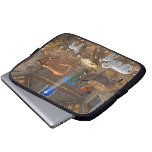 Baby Jesus Manger Heilige Nacht Weihnachtskrippe Laptopschutzhülle (Vorne Knopf)