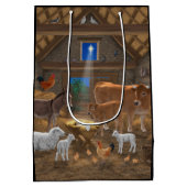 Baby Jesus Manger Heilige Nacht Weihnachtskrippe Mittlere Geschenktüte (Rückseite)
