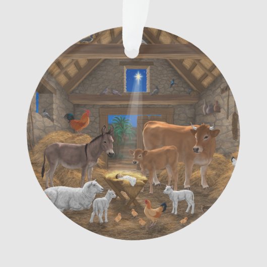 Baby Jesus Manger Heilige Nacht Weihnachtskrippe Ornament (Vorderseite)