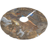 Baby Jesus Manger Heilige Nacht Weihnachtskrippe Polyester Weihnachtsbaumdecke (Schrägansicht)