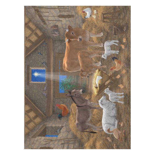 Baby Jesus Manger Heilige Nacht Weihnachtskrippe Tischdecke (Vorderseite)