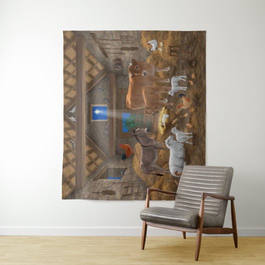 Baby Jesus Manger Heilige Nacht Weihnachtskrippe Wandteppich (Beispiel)