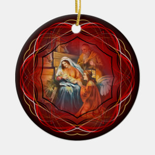 Baby Jesus, Mary & Joseph, The Heilige Familie, An Keramik Ornament