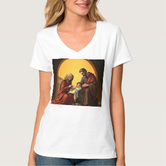 Baby Jesus Mary und Joseph Women's V-Neck-T-Shirt T-Shirt