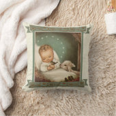 Baby Jesus mit Lamm u. Vogel in der Krippe Kissen (Decke)