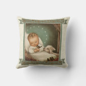 Baby Jesus mit Lamm u. Vogel in der Krippe Kissen (Rückseite)