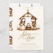 Baby Jesus Nativity Manager Religiöse Weihnachten Einladung (Vorne/Hinten)