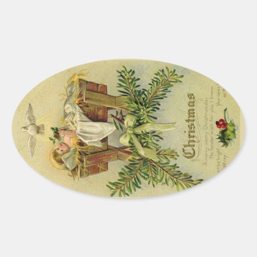 Baby Jesus Ovaler Aufkleber (Vorderseite)