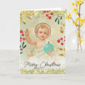 Baby Jesus religiöse Weihnachtskarte Karte (Gelbe Blume)