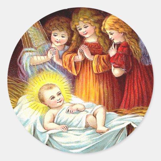 Baby Jesus Runder Aufkleber (Vorderseite)