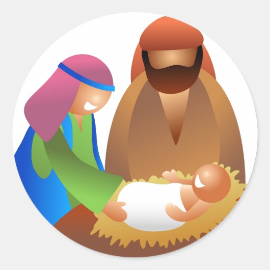 Baby Jesus Runder Aufkleber (Vorderseite)
