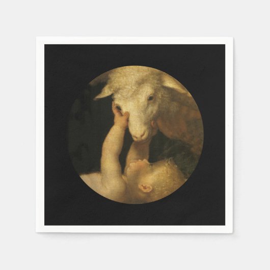 Baby Jesus Touching Lamb Gesicht Serviette (Vorderseite)