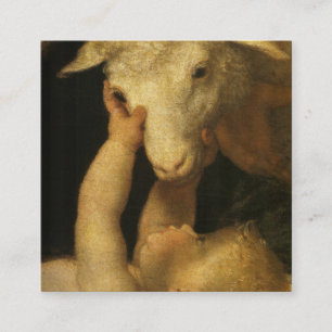 Baby Jesus Touchs Lamb Empfehlungskarte