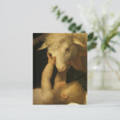 Baby Jesus Touchs Lamb Feiertagspostkarte (Stehend Vorderseite)