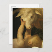 Baby Jesus Touchs Lamb Feiertagspostkarte (Vorne/Hinten)