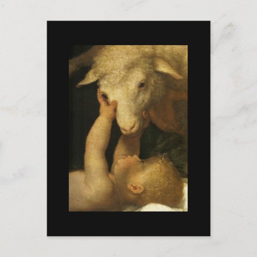 Baby Jesus Touchs Lamb Postkarte (Vorderseite)