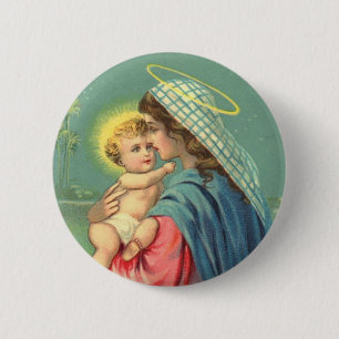 Baby Jesus und Jungfrau-Mary-Knopf Button