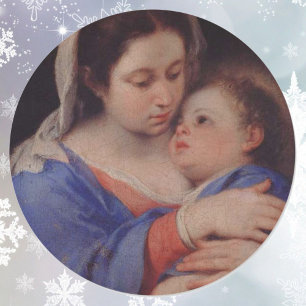 Baby Jesus und Mary Painting Runder Aufkleber