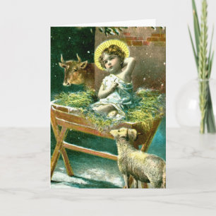 Baby Jesus, Vintage Krippe Feiertagskarte