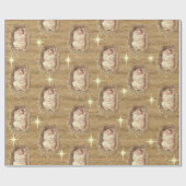 Baby Jesus Watercolor Manger Hay Geschenkpapier (Flach)