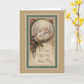 Baby-Jesus-WeihnachtsRosen Vintag Karte (Gelbe Blume)