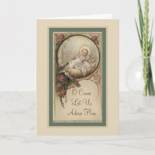 Baby Jesus Weihnachtsrosen Vintage Karte